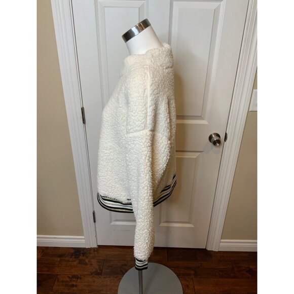 Nanette LePore White Sherpa Fleece Fuzzy Sweatshirt, Size Medium - Picture 3 of 5